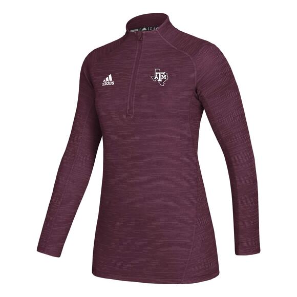 Adidas Maroon Burgundy ATM Aggies Pullover Quarter Zip Top Youth Size Small - Picture 1 of 6